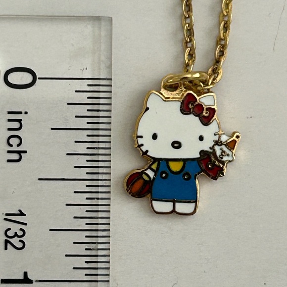 Vintage New Hello Kitty Necklace Sanrio 1976 Cloisonne 18 In Made In Taiwan - Picture 6 of 10